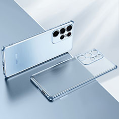 Silikon Schutzhülle Ultra Dünn Flexible Tasche Durchsichtig Transparent H03 für Samsung Galaxy S22 Ultra 5G Hellblau