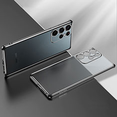 Silikon Schutzhülle Ultra Dünn Flexible Tasche Durchsichtig Transparent H03 für Samsung Galaxy S22 Ultra 5G Schwarz