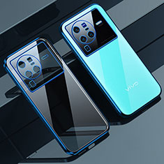 Silikon Schutzhülle Ultra Dünn Flexible Tasche Durchsichtig Transparent H03 für Vivo X80 Pro 5G Blau