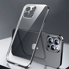 Silikon Schutzhülle Ultra Dünn Flexible Tasche Durchsichtig Transparent H04 für Apple iPhone 13 Pro Max Schwarz