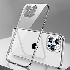 Silikon Schutzhülle Ultra Dünn Flexible Tasche Durchsichtig Transparent H04 für Apple iPhone 13 Pro Silber