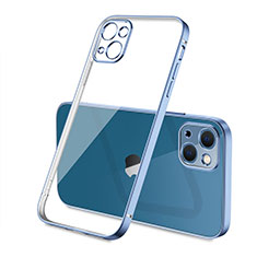 Silikon Schutzhülle Ultra Dünn Flexible Tasche Durchsichtig Transparent H04 für Apple iPhone 14 Plus Blau