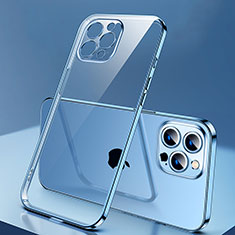 Silikon Schutzhülle Ultra Dünn Flexible Tasche Durchsichtig Transparent H04 für Apple iPhone 14 Pro Blau