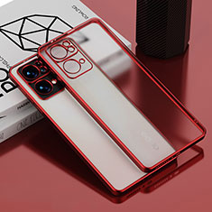 Silikon Schutzhülle Ultra Dünn Flexible Tasche Durchsichtig Transparent H04 für Oppo Reno7 Pro 5G Rot