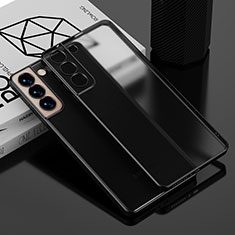 Silikon Schutzhülle Ultra Dünn Flexible Tasche Durchsichtig Transparent H04 für Samsung Galaxy S21 5G Schwarz