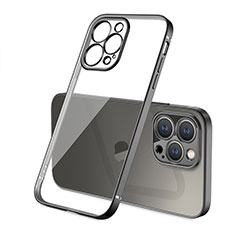 Silikon Schutzhülle Ultra Dünn Flexible Tasche Durchsichtig Transparent H05 für Apple iPhone 13 Pro Max Schwarz