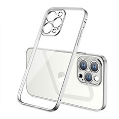 Silikon Schutzhülle Ultra Dünn Flexible Tasche Durchsichtig Transparent H05 für Apple iPhone 13 Pro Silber