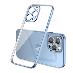 Silikon Schutzhülle Ultra Dünn Flexible Tasche Durchsichtig Transparent H05 für Apple iPhone 14 Pro Blau