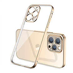 Silikon Schutzhülle Ultra Dünn Flexible Tasche Durchsichtig Transparent H05 für Apple iPhone 14 Pro Gold