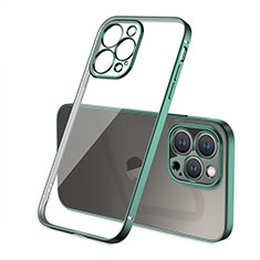 Silikon Schutzhülle Ultra Dünn Flexible Tasche Durchsichtig Transparent H05 für Apple iPhone 14 Pro Max Grün