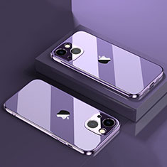 Silikon Schutzhülle Ultra Dünn Flexible Tasche Durchsichtig Transparent H05 für Apple iPhone 14 Violett