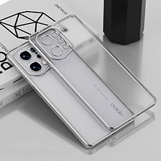 Silikon Schutzhülle Ultra Dünn Flexible Tasche Durchsichtig Transparent H05 für Oppo Find X5 Pro 5G Silber