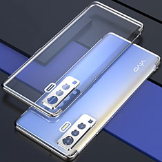 Silikon Schutzhülle Ultra Dünn Flexible Tasche Durchsichtig Transparent H05 für Vivo X50 5G Silber