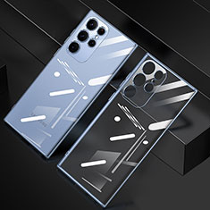 Silikon Schutzhülle Ultra Dünn Flexible Tasche Durchsichtig Transparent H06 für Samsung Galaxy S21 Ultra 5G Blau