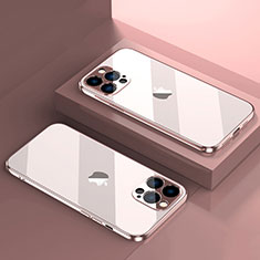 Silikon Schutzhülle Ultra Dünn Flexible Tasche Durchsichtig Transparent H08 für Apple iPhone 14 Pro Max Rosegold