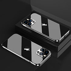 Silikon Schutzhülle Ultra Dünn Flexible Tasche Durchsichtig Transparent H08 für Apple iPhone 14 Pro Max Schwarz