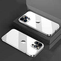 Silikon Schutzhülle Ultra Dünn Flexible Tasche Durchsichtig Transparent H08 für Apple iPhone 14 Pro Max Silber
