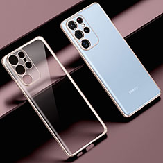 Silikon Schutzhülle Ultra Dünn Flexible Tasche Durchsichtig Transparent H08 für Samsung Galaxy S21 Ultra 5G Rosegold