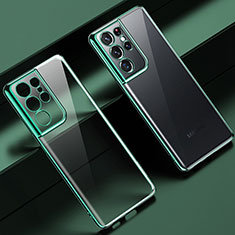 Silikon Schutzhülle Ultra Dünn Flexible Tasche Durchsichtig Transparent H08 für Samsung Galaxy S22 Ultra 5G Grün