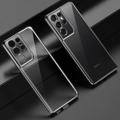 Silikon Schutzhülle Ultra Dünn Flexible Tasche Durchsichtig Transparent H08 für Samsung Galaxy S23 Ultra 5G Schwarz