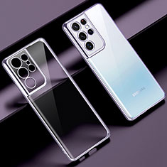 Silikon Schutzhülle Ultra Dünn Flexible Tasche Durchsichtig Transparent H08 für Samsung Galaxy S23 Ultra 5G Violett