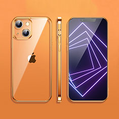 Silikon Schutzhülle Ultra Dünn Flexible Tasche Durchsichtig Transparent H09 für Apple iPhone 14 Gold