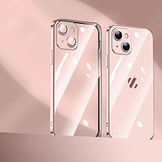 Silikon Schutzhülle Ultra Dünn Flexible Tasche Durchsichtig Transparent H10 für Apple iPhone 15 Plus Rosegold