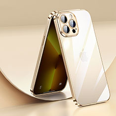 Silikon Schutzhülle Ultra Dünn Flexible Tasche Durchsichtig Transparent LD2 für Apple iPhone 13 Pro Gold