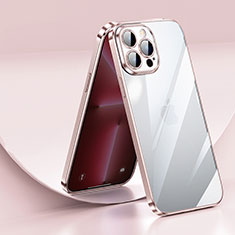 Silikon Schutzhülle Ultra Dünn Flexible Tasche Durchsichtig Transparent LD2 für Apple iPhone 13 Pro Rosegold