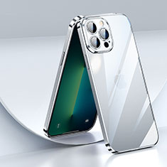 Silikon Schutzhülle Ultra Dünn Flexible Tasche Durchsichtig Transparent LD2 für Apple iPhone 13 Pro Silber