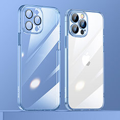 Silikon Schutzhülle Ultra Dünn Flexible Tasche Durchsichtig Transparent LD3 für Apple iPhone 13 Pro Blau