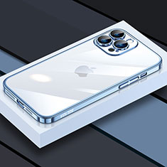 Silikon Schutzhülle Ultra Dünn Flexible Tasche Durchsichtig Transparent LD4 für Apple iPhone 13 Pro Max Blau