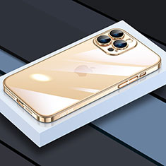 Silikon Schutzhülle Ultra Dünn Flexible Tasche Durchsichtig Transparent LD4 für Apple iPhone 13 Pro Max Gold