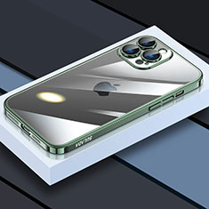 Silikon Schutzhülle Ultra Dünn Flexible Tasche Durchsichtig Transparent LD4 für Apple iPhone 13 Pro Max Grün