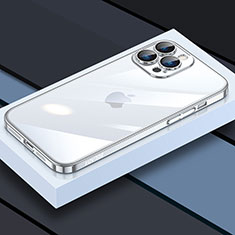 Silikon Schutzhülle Ultra Dünn Flexible Tasche Durchsichtig Transparent LD4 für Apple iPhone 13 Pro Max Silber