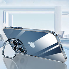 Silikon Schutzhülle Ultra Dünn Flexible Tasche Durchsichtig Transparent LD6 für Apple iPhone 15 Pro Blau