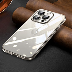 Silikon Schutzhülle Ultra Dünn Flexible Tasche Durchsichtig Transparent LD7 für Apple iPhone 14 Pro Max Grau