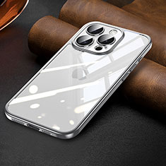 Silikon Schutzhülle Ultra Dünn Flexible Tasche Durchsichtig Transparent LD7 für Apple iPhone 14 Pro Max Silber