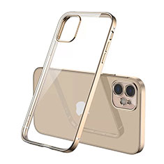 Silikon Schutzhülle Ultra Dünn Flexible Tasche Durchsichtig Transparent N01 für Apple iPhone 12 Gold