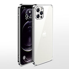 Silikon Schutzhülle Ultra Dünn Flexible Tasche Durchsichtig Transparent N01 für Apple iPhone 12 Pro Max Silber