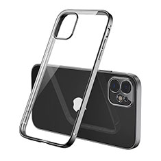 Silikon Schutzhülle Ultra Dünn Flexible Tasche Durchsichtig Transparent N01 für Apple iPhone 12 Schwarz