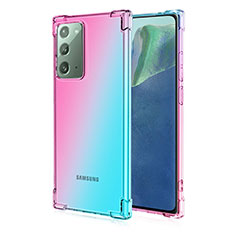 Silikon Schutzhülle Ultra Dünn Flexible Tasche Durchsichtig Transparent N01 für Samsung Galaxy Note 20 5G Cyan