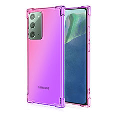 Silikon Schutzhülle Ultra Dünn Flexible Tasche Durchsichtig Transparent N01 für Samsung Galaxy Note 20 5G Rosa