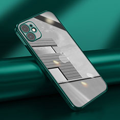 Silikon Schutzhülle Ultra Dünn Flexible Tasche Durchsichtig Transparent N02 für Apple iPhone 12 Nachtgrün