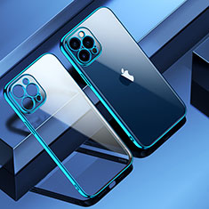 Silikon Schutzhülle Ultra Dünn Flexible Tasche Durchsichtig Transparent S01 für Apple iPhone 12 Pro Blau
