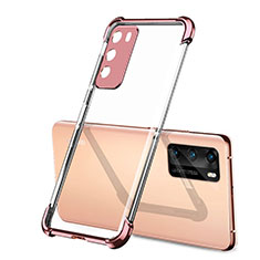 Silikon Schutzhülle Ultra Dünn Flexible Tasche Durchsichtig Transparent S01 für Huawei P40 Rosegold