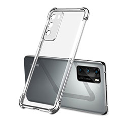 Silikon Schutzhülle Ultra Dünn Flexible Tasche Durchsichtig Transparent S01 für Huawei P40 Silber