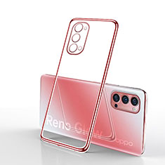 Silikon Schutzhülle Ultra Dünn Flexible Tasche Durchsichtig Transparent S01 für Oppo Reno4 5G Rot