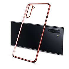 Silikon Schutzhülle Ultra Dünn Flexible Tasche Durchsichtig Transparent S01 für Samsung Galaxy Note 10 Rot