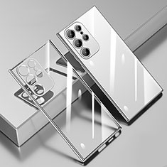 Silikon Schutzhülle Ultra Dünn Flexible Tasche Durchsichtig Transparent S01 für Samsung Galaxy S21 Ultra 5G Silber